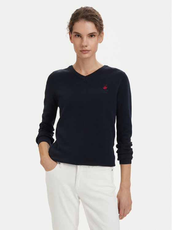 Beverly Hills Polo Club Beverly Hills Polo Club Sweter P-SS26W-M536563 Granatowy Regular Fit