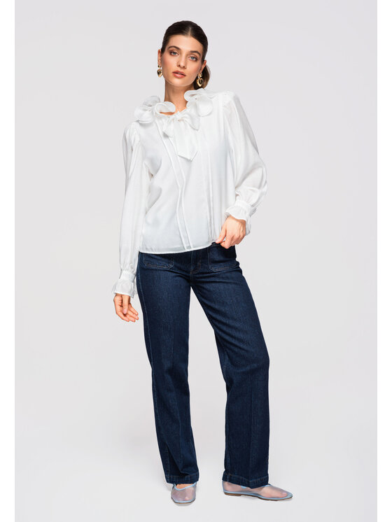 Ombre Ombre Bluzka OW-TS-E0031 Biały Loose Fit