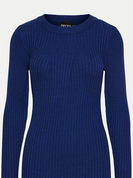Pieces Pieces Плетена рокля Crista 17115048 Син Slim Fit