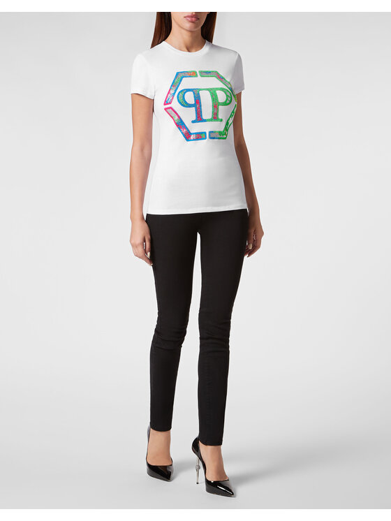 PHILIPP PLEIN PHILIPP PLEIN T-Shirt 847 Biały Skin Tight Fit
