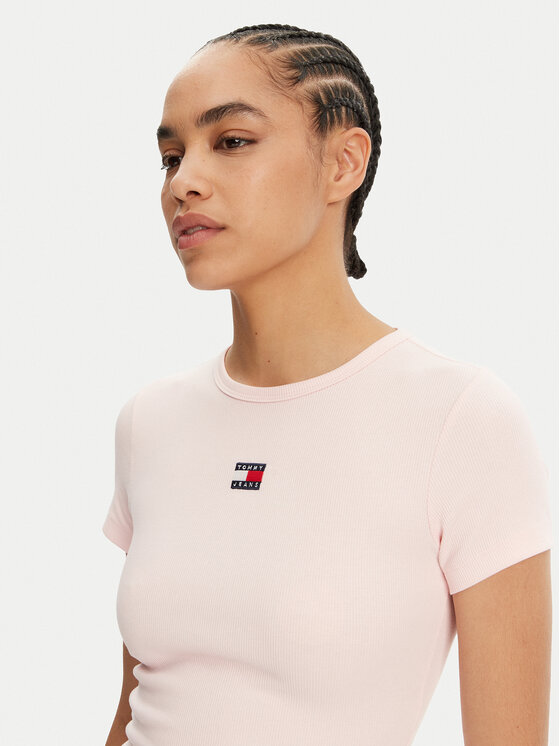 Tommy Jeans Tommy Jeans Tričko Badge DW0DW17881 Ružová Slim Fit