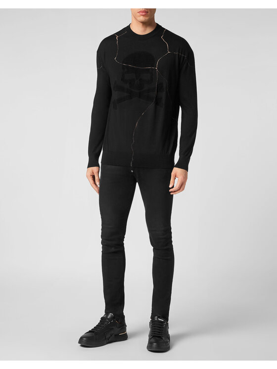 PHILIPP PLEIN PHILIPP PLEIN Longsleeve 2187 Czarny Regular Fit