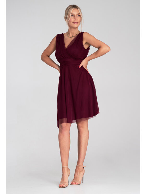 FIGL FIGL Sukienka koktajlowa M1207 Bordowy Flared Fit