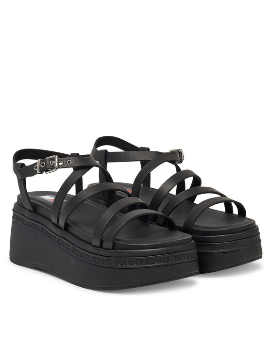 Tommy Jeans Tommy Jeans Sandale Tjw Wedgy Strappy Sandal EN0EN02756 Crna