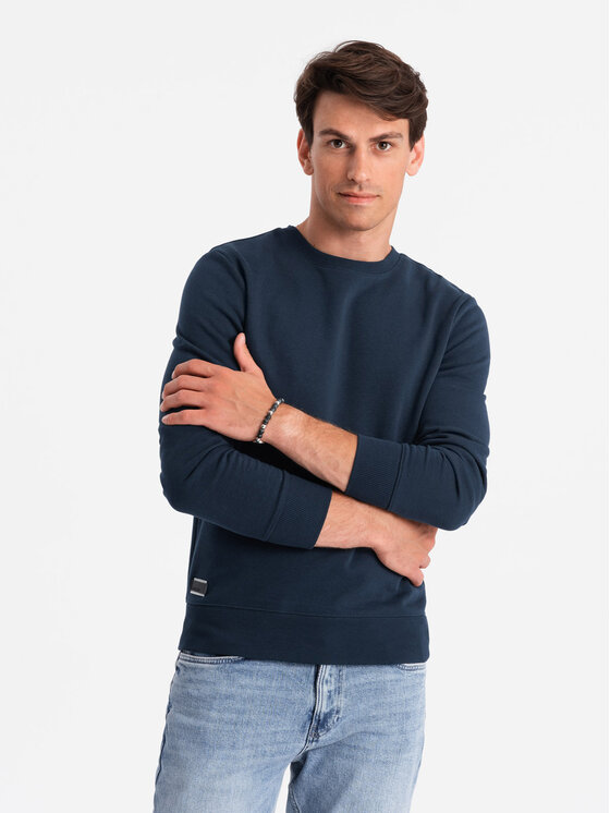 Ombre Ombre Mikina OM-SSBN-0159 Tmavomodrá Regular Fit