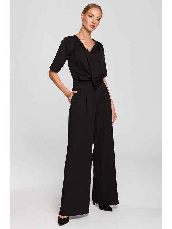Made of Emotion Made of Emotion Kombinezon M703 Czarny Wide Leg