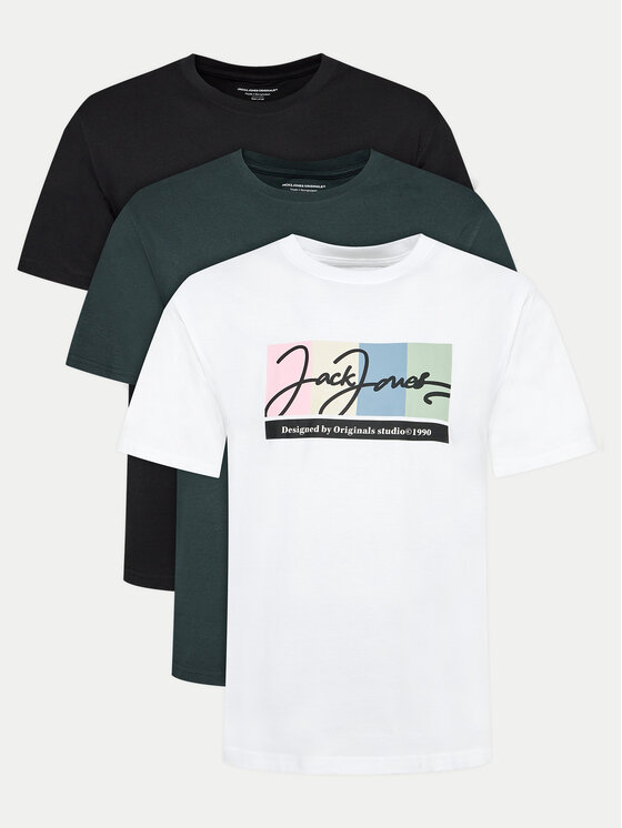 Jack&Jones Jack&Jones Set od 3 majice Portland 12271616 Šarena Relaxed Fit