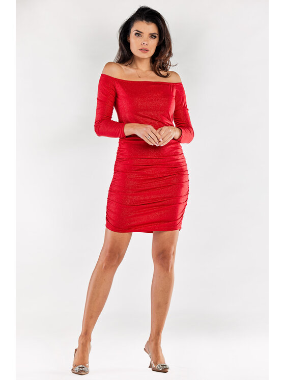 Awama Awama Sukienka wieczorowa A550 Czerwony Basic Fit