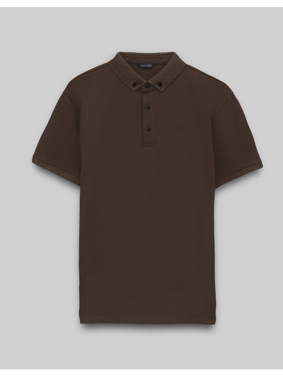Borgio Borgio Polo matteo 01 Brązowy Classic Fit