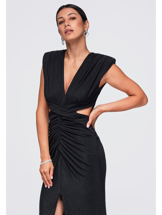 Ombre Ombre Večerní šaty LA-OM-DLR402 Černá Slim Fit