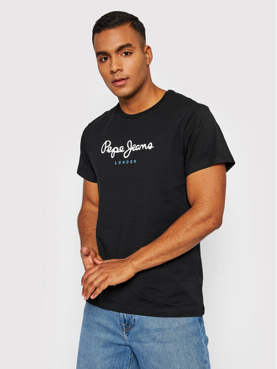 Pepe Jeans Pepe Jeans Marškinėliai Eggo PM508208 Juoda Regular Fit