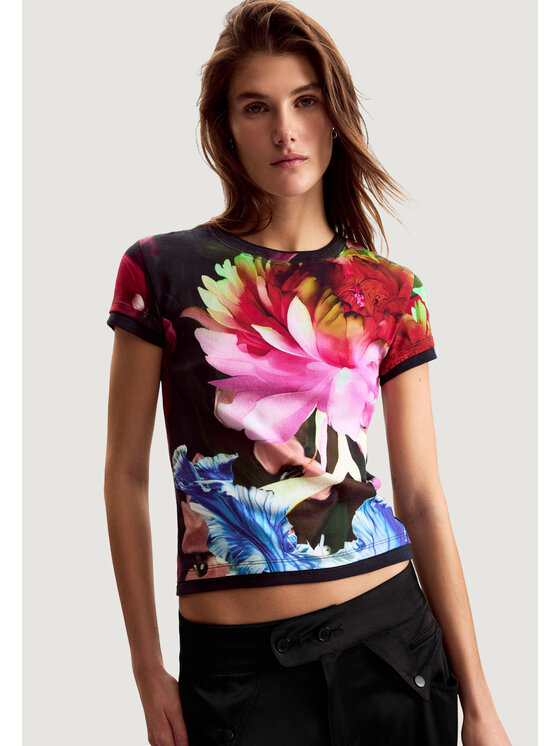 Desigual Desigual T-shirt TS_MULTIFLOWERS_LAC Plava Casual Fit