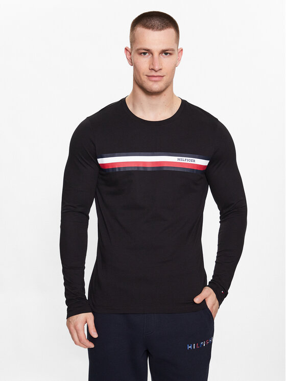 Tommy Hilfiger Longsleeve krekls MW0MW32366 Melns Slim Fit