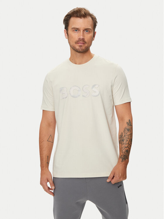 BOSS Boss Tričko Jagged 1 50519365 Écru Relaxed Fit