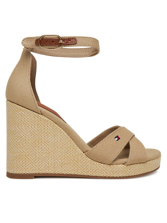 Tommy Hilfiger Tommy Hilfiger Sandale Flag High Wedge Espad Crisscross FW0FW08661 Bež