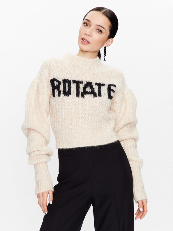 ROTATE Džemperis Knit Puff Sleeve RT2287 Écru Regular Fit