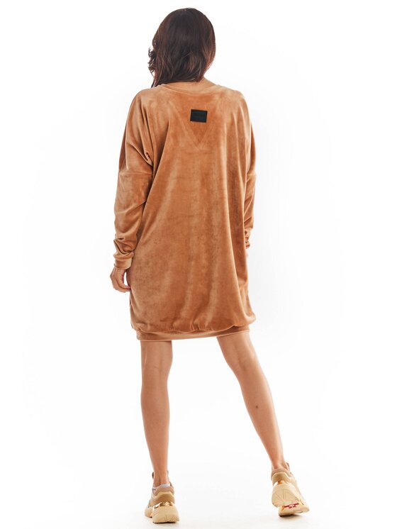 Awama Awama Vestito di maglia A378 Beige Basic Fit