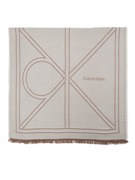 Calvin Klein Calvin Klein Šál Emblem Repeat Lw Shawl W Fringes LV04F8074G Bílá
