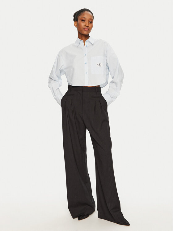 Munthe Munthe Medžiaginės kelnės 244141624412 Juoda Regular Fit
