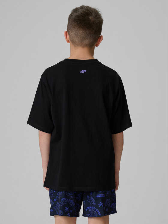 4F 4F T-Shirt WAVE RIDERS CLUB Černá Loose Fit