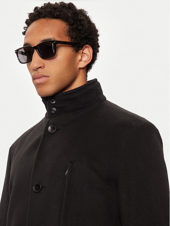 BOSS Boss Płaszcz wełniany H-Hyde 50525764 Czarny Slim Fit