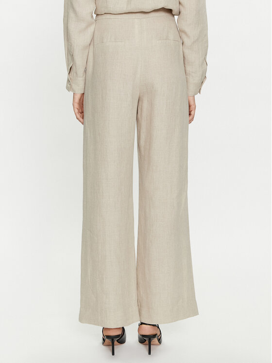 Marella Marella Spodnie materiałowe Nizere 2413131212 Écru Relaxed Fit