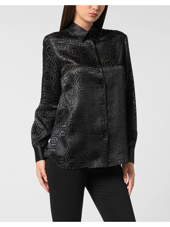 PHILIPP PLEIN PHILIPP PLEIN Koszula 26475 Czarny Fitted Fit