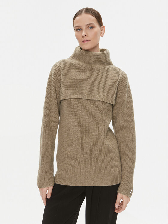 Calvin Klein Bluză cu gât K20K205986 Maro Relaxed Fit