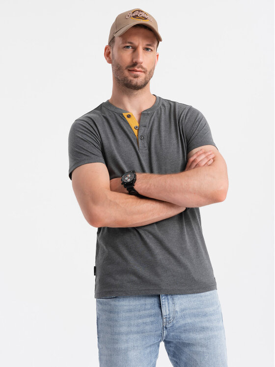Ombre Ombre T-Shirt OM-TSCT-0155 Szary Regular Fit