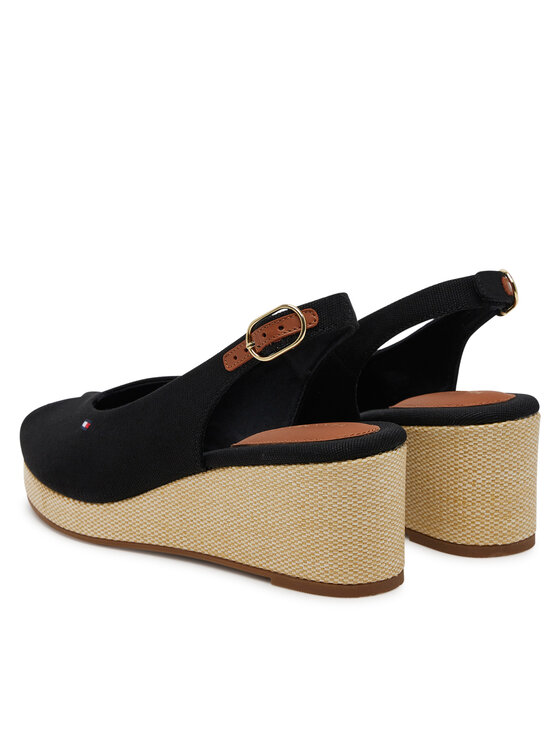 Tommy Hilfiger Tommy Hilfiger Espadrilės Flag Mid Wedge Espad Slingback FW0FW08595 Juoda