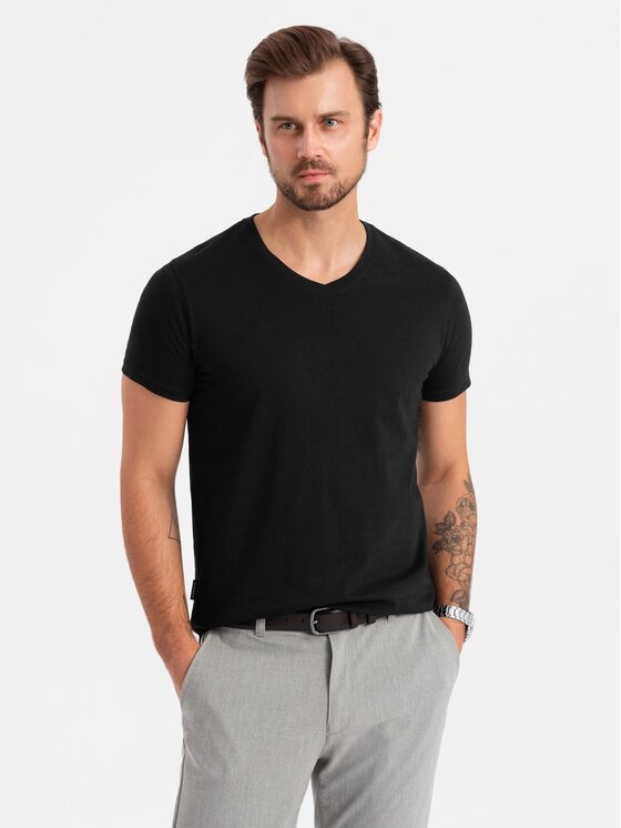 Ombre Ombre Komplet 3 t-shirtów OM-TSBS-0233 Zielony Regular Fit