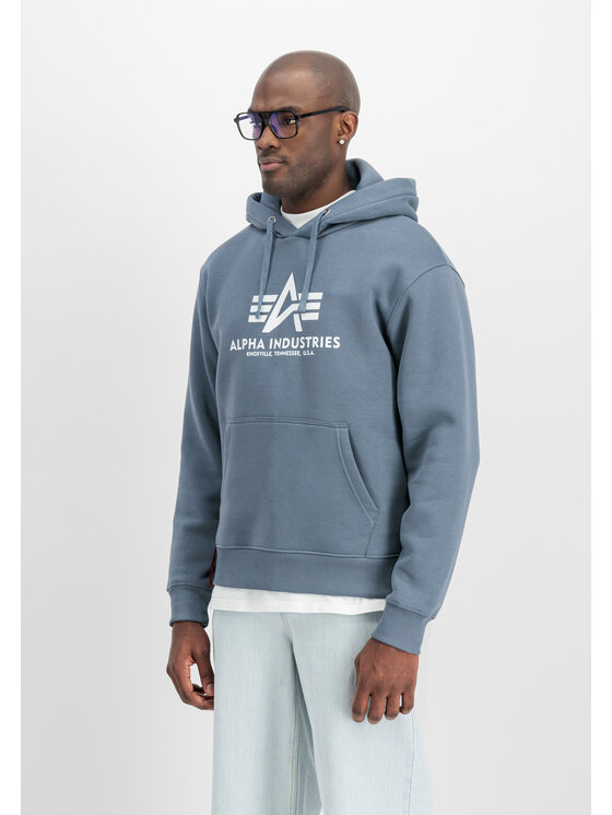 Alpha Industries Alpha Industries Bluza Basic Big Logo Hoodie Błękitny Regular Fit