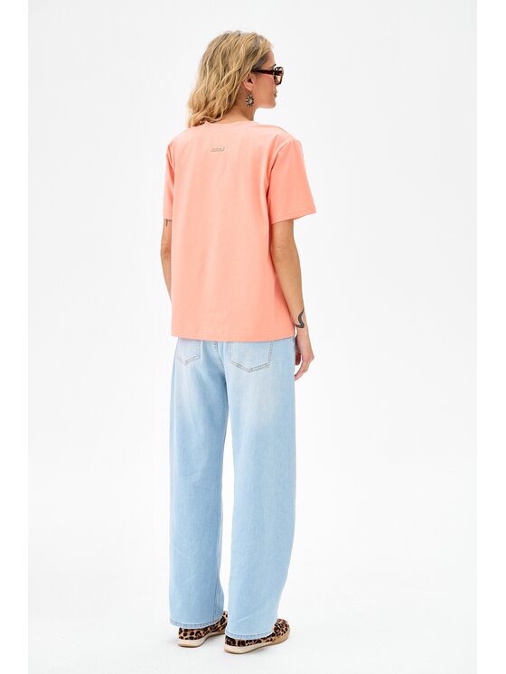 blue shadow blue shadow T-Shirt Mango Pomarańczowy Regular Fit