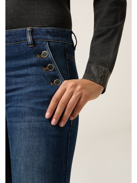 Oltre Oltre Jeansy P410R008682N024 Niebieski Flare Fit