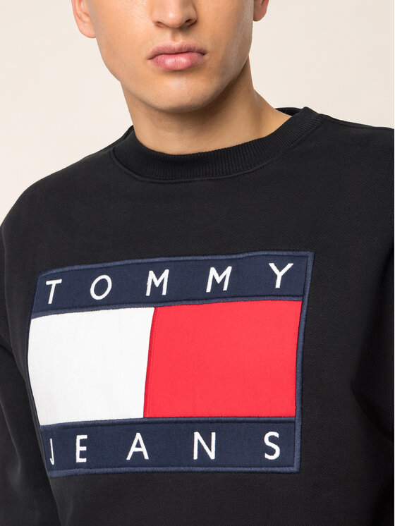 Tommy Jeans Tommy Jeans Sweatshirt TJM Tommy Flag Crew DM0DM07201 Schwarz Regular Fit