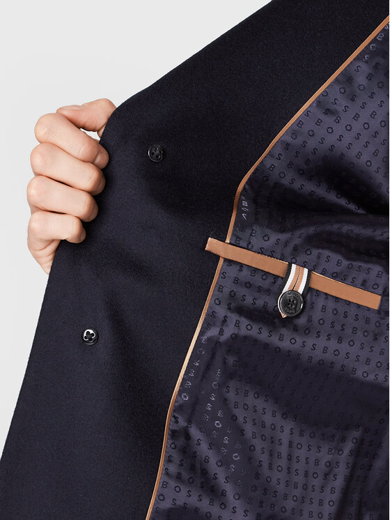 BOSS Boss Płaszcz wełniany H-Hyde-224 50479756 Granatowy Slim Fit