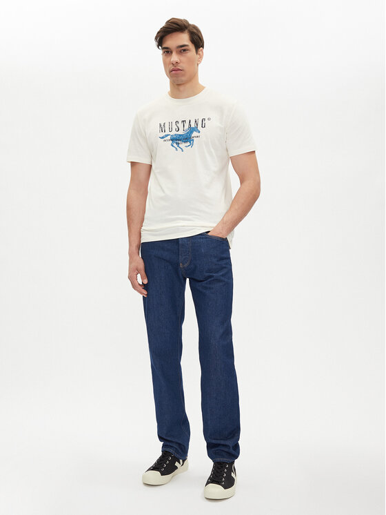 Mustang Mustang Marškinėliai Austin 1016484 Balta Regular Fit