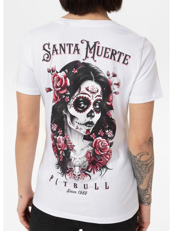 PITBULL PITBULL T-Shirt Koszulka damska SANTA MUERTE ROSE L Biały Regular Fit