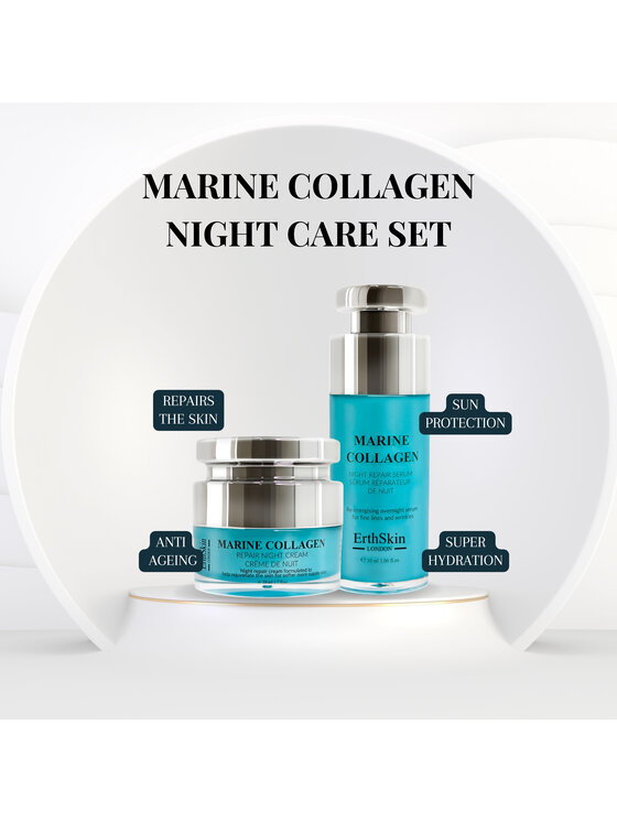 Erthskin London Erthskin London z kolagenem morskim + serum naprawcze z kolagenem morskim Krem na noc