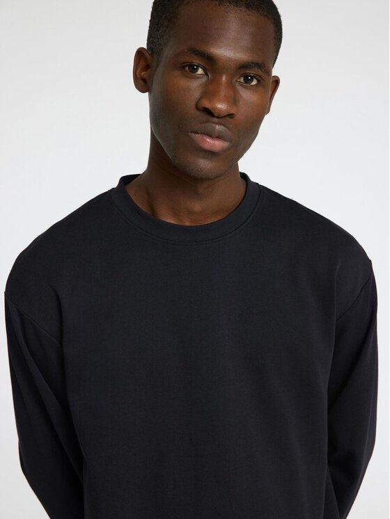 Selected Selected T-Shirt 16097847_black Czarny Regular Fit