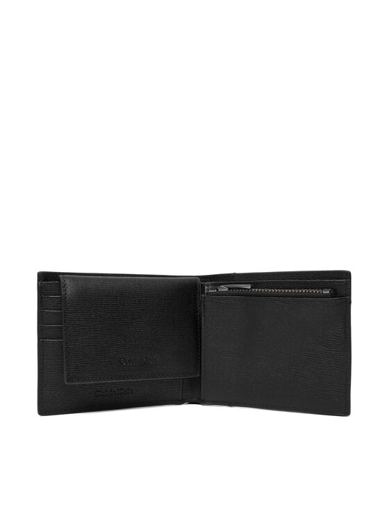 Calvin Klein Calvin Klein Didelė Vyriška Piniginė Saffiano Billfold W Card + Coin LV04D1074G Juoda