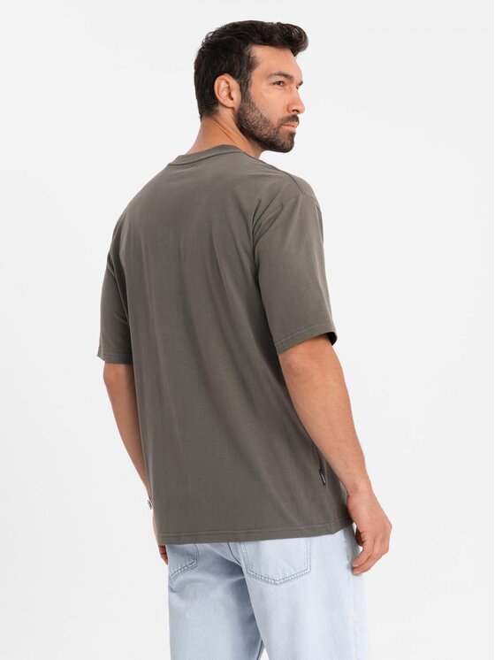 Ombre Ombre T-Shirt OM-TSBC-0234 Zielony Loose Fit