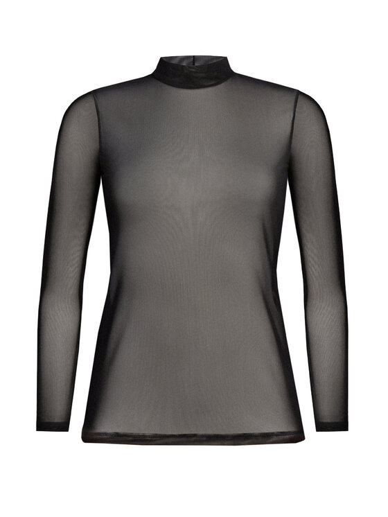 Teyli Teyli Bluzka damski z siateczki Glamour Czarny Standard Fit