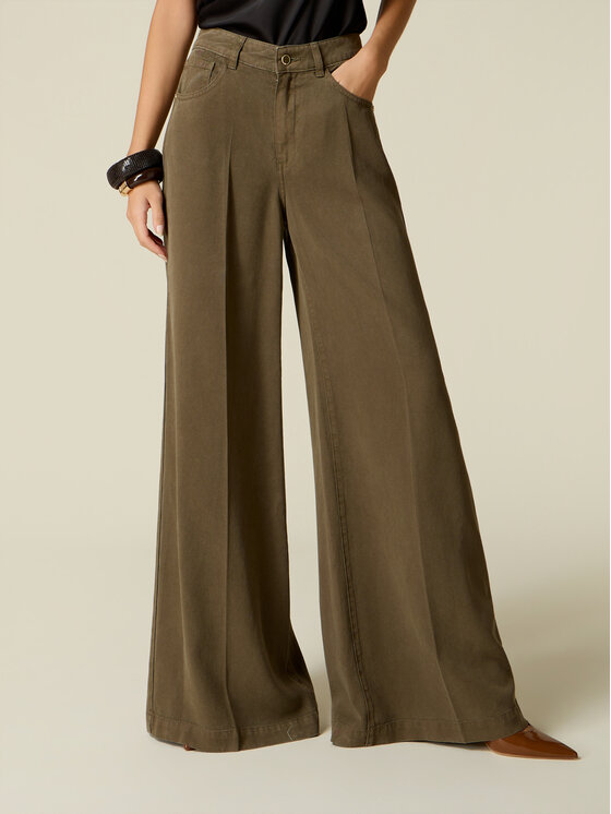 Oltre Oltre Pantaloni di tessuto P725R009282N035 Verde Baggy Fit