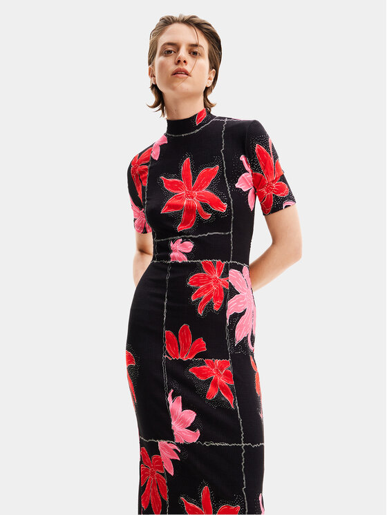 Desigual Desigual Rochie de vară Quebec 24SWVK40 Negru Regular Fit