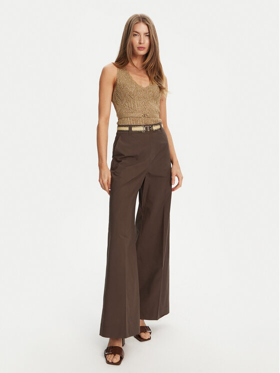 TWINSET TWINSET Palazzo hlače 251TT2105 Smeđa Wide Leg