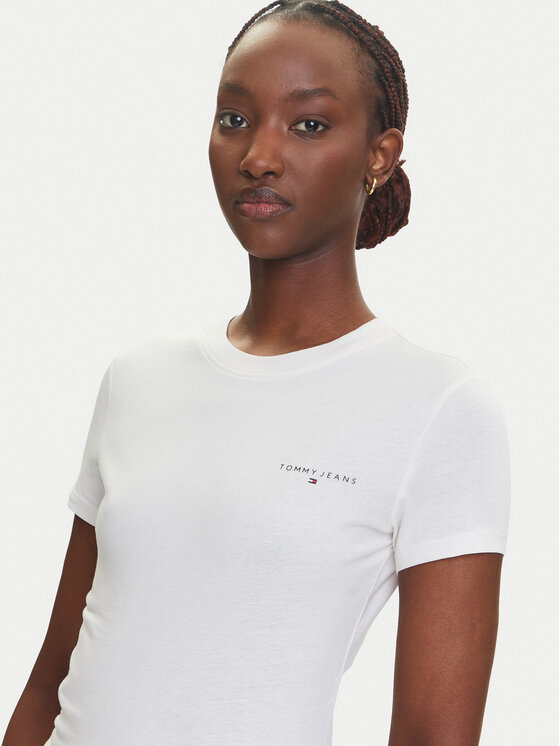 Tommy Jeans Tommy Jeans Marškinėliai Linear DW0DW21164 Écru Slim Fit