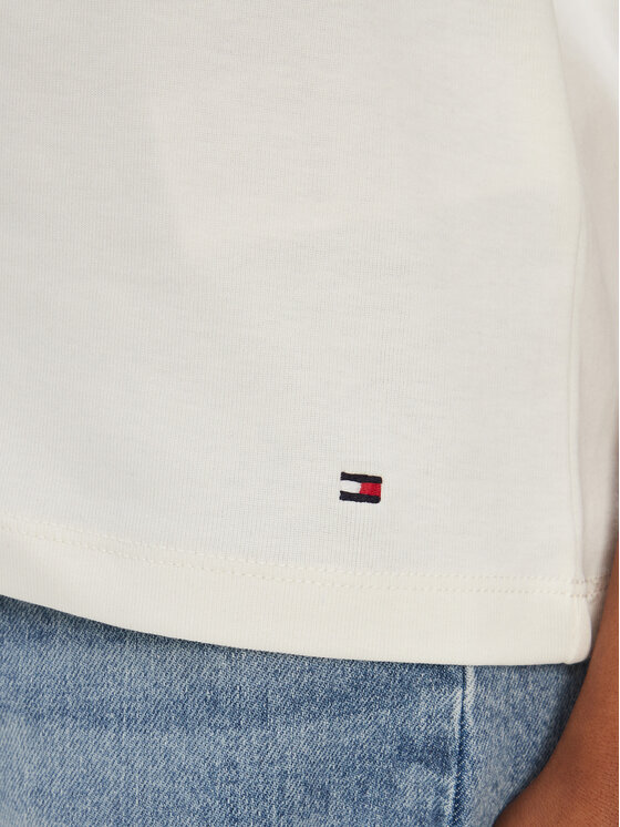 Tommy Hilfiger Tommy Hilfiger T-Shirt Gold Button WW0WW45628 Biały Regular Fit