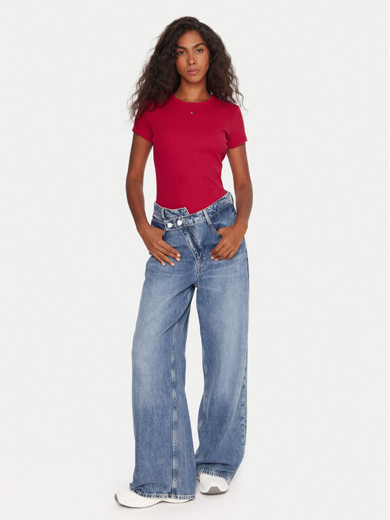 Tommy Jeans Tommy Jeans T-krekls Essential DW0DW17383 Rozā Slim Fit