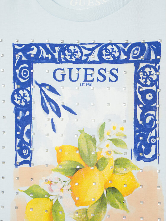 Guess Guess Top J6GI12 K8HM4 Světle modrá Regular Fit